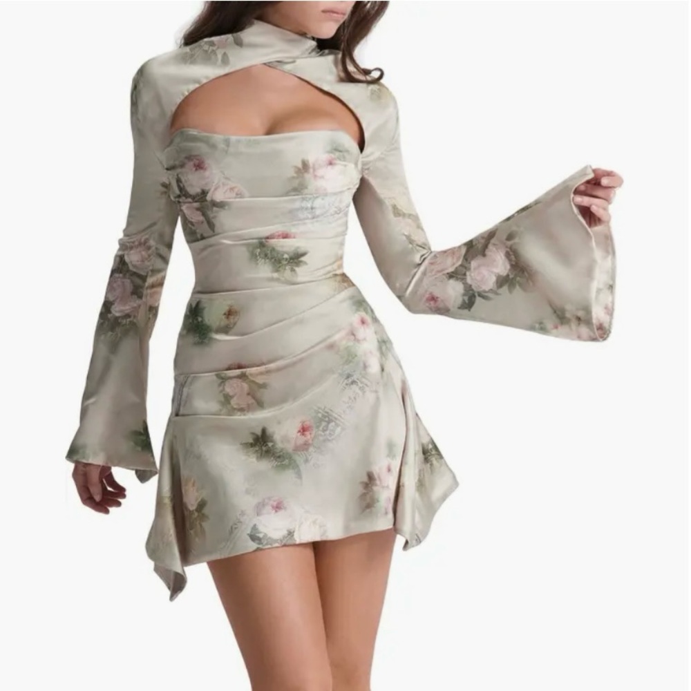 House of CB Toira Long Sleeve Satin Corset Minidress